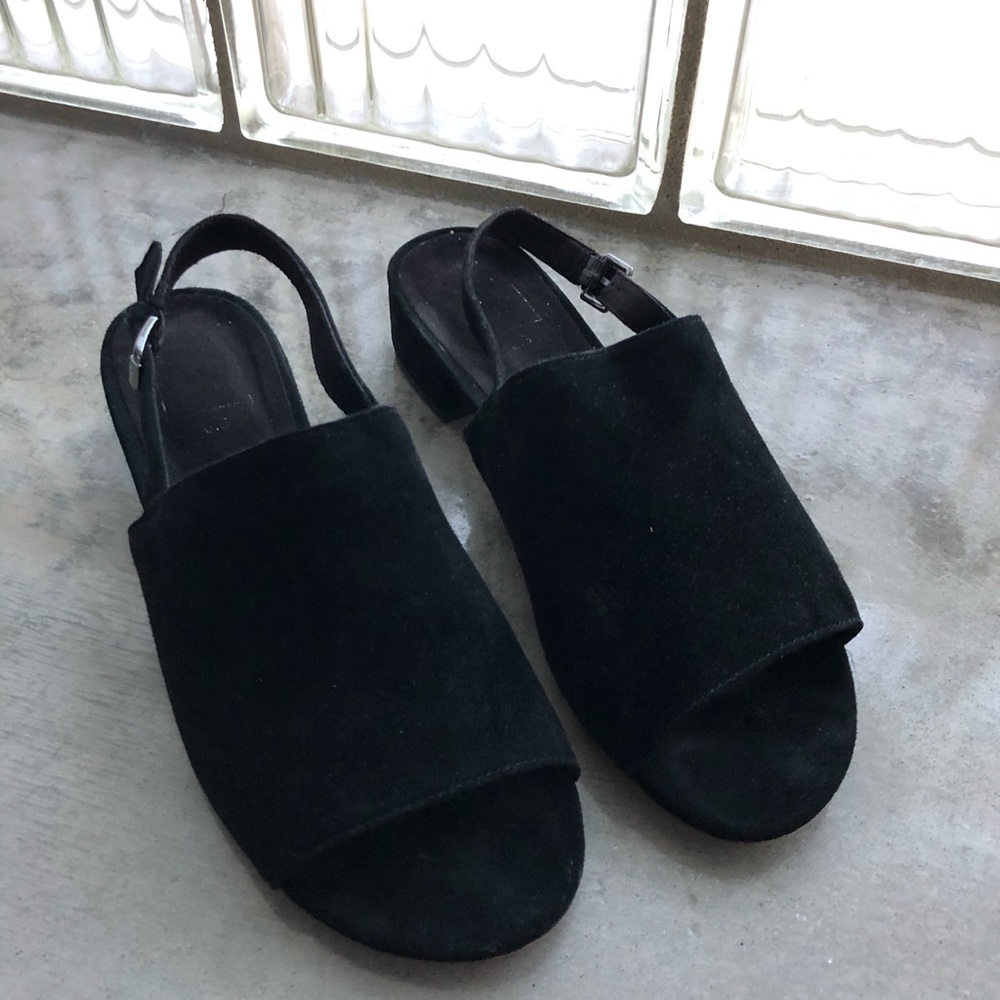 Black Suede GAP Peep-toe Mules